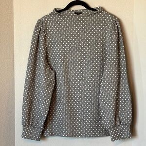 Talbots Sparkle Dot Jacquard Funnel Neck Dressy Top 2X Gray Long Sleeve